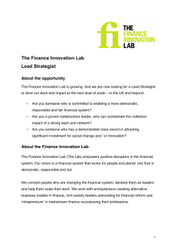 The Finance Innovation Lab Lead Strategist