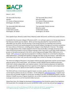 Letter to Congressional Leaders Opposing American Healthcare Act