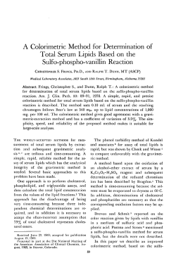A Colorimetric Method for Determination of Total Serum Lipids