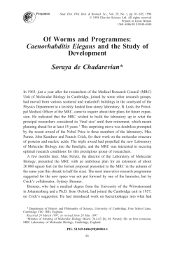 Of Worms and Programmes: Caenorhabditis Elegans and the Study