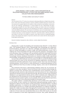 data models and global data integration in paleoanthropology