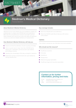 Stedman`s Medical Dictionary MedicinesComplete Factsheet