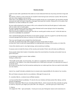 Election Sunday I went to lunch with a parishioner this week at a