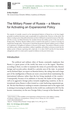 The Military Power of Russia &ndash; a Means for Activating an