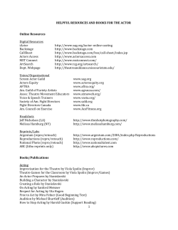 helpful resources and books for the actor