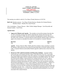 TOWN OF JUPITER AUDIT COMMITTEE MEETING FINAL