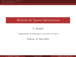 Methods for Sparse Optimization