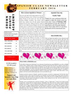 Spanish February Newsletter 2016