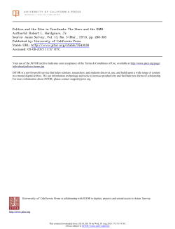 Politics and the Film in Tamilnadu: The Stars and the DMK Author(s