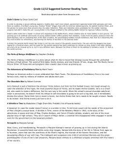 Grade 11/12 Suggested Summer Reading Texts