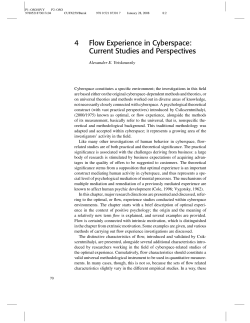 4 Flow Experience in Cyberspace: Current Studies and Perspectives
