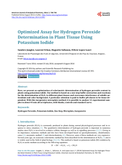 Optimized Assay for Hydrogen Peroxide Determination in Plant