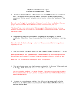 Chapter Questions for Guns of August