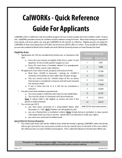 CalWORKs - Quick Reference Guide For Applicants