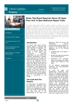 Strata Title Board Requires Owner Of Upper Floor Unit