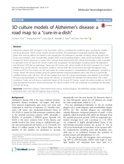 3D culture models of Alzheimer`s disease