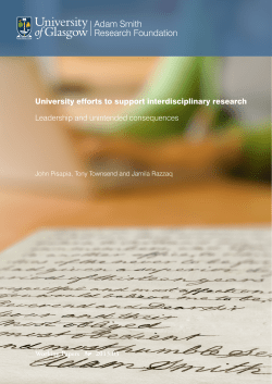 University efforts to support interdisciplinary research Leadership