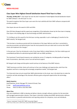 MEDIA RELEASE Class Super Wins Highest Overall Satisfaction