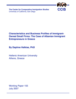 Characteristics and Business Profiles of Immigrant