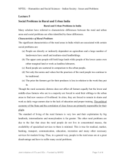 Lecture 5 Social Problems in Rural and Urban India