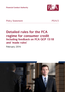 Policy statement 14/3: Detailed rules for the FCA regime for