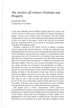 The Awntyrs off Arthure: Portraits and Property