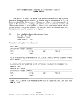 Application - Bethlehem IDA