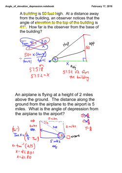 An airplane is flying at a height of 2 miles above the ground. The