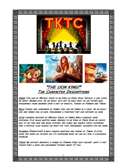 “THE LION KING!” The Character Descriptions