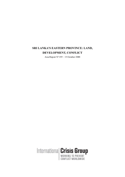 sri lanka`s eastern province: land, development, conflict