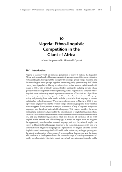 10 Nigeria: Ethno-linguistic Competition in the Giant of Africa