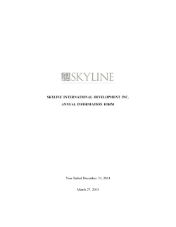 SKYLINE INTERNATIONAL DEVELOPMENT INC. ANNUAL