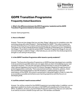 GDPR Transition Programme Frequently Asked Questions