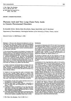 Phytanic Acid and Very Long Chain Fatty Acids in