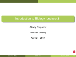 Introduction to Biology. Lecture 31