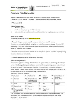 Approved Fish Names List - Industry foodsafety.govt.nz