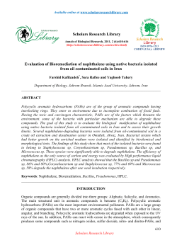 Scholars Research Library Evaluation of Bioremediation of