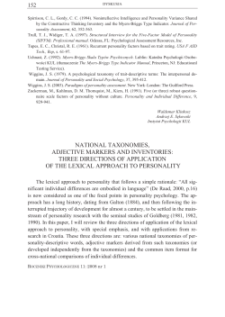 National taxonomies, adjective markers and inventories: Three