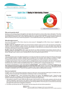 Class: IV Reading for Understanding: Grammar Misconception Series
