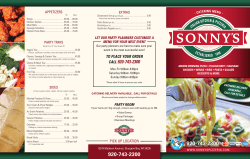 Sonny`s Catering Menu 2015