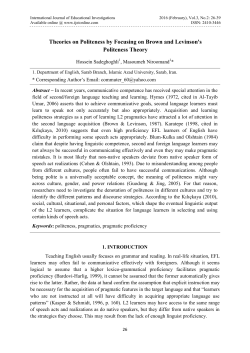 Theories on Politeness by Focusing on Brown and Levinson`s