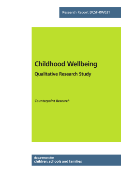 Childhood Wellbeing - Department for Education