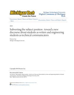 Subverting the subject position - Digital Commons @ Michigan Tech