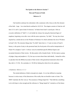 1 The Epistle to the Hebrews Session 7 Men and Women of Faith