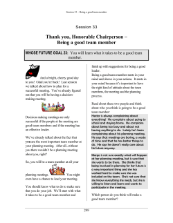 Thank you, Honorable Chairperson &ndash; Being a good team member