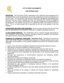 CITY OF WEST SACRAMENTO FIRE DIVISION CHIEF DEFINITION