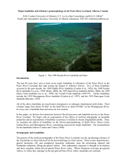 Major landslides and tributary geomorphology in the Peace River