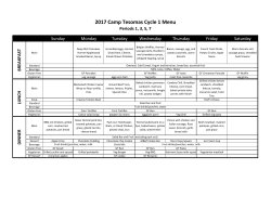 2017 Camp Tesomas Cycle 1 Menu