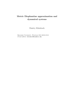 Metric Diophantine approximation and dynamical systems Dmitry