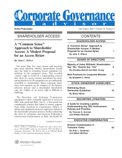 A &ldquo;Common Sense&rdquo; Approach to Shareholder Access: A Modest
